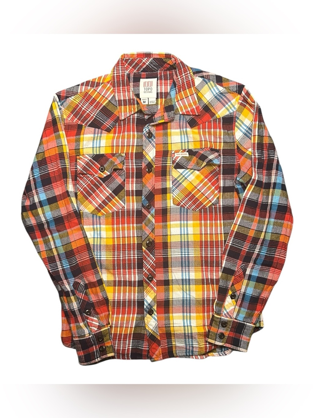 Topo Designs Shirt Mens M Multicolor Plaid Flannel Long Sleeve Button Up Casual